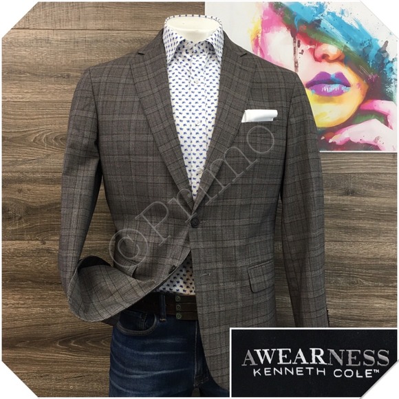 KENNETH COLE Mens Wool Blazer Sport Coat Casual Jacket Size 44R Classic Suit